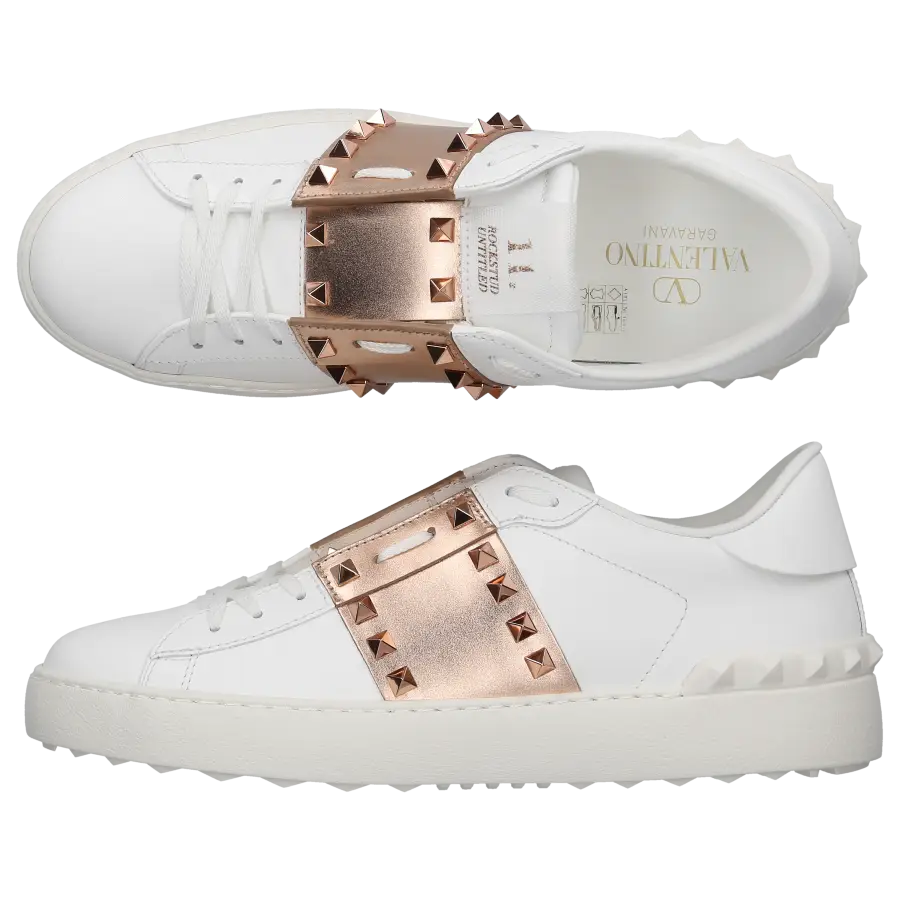 Valentino Garavani - Sneaker low ROCKSTUD UNTITLED Kalbsleder - weiß