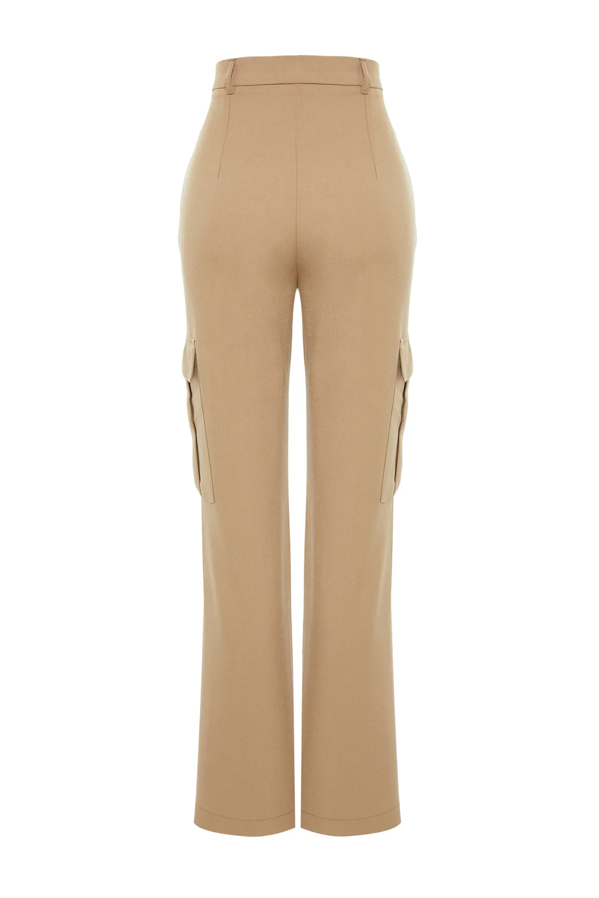 Trendyol Collection  Nerzfarbene, gerade/gerade geschnittene Cargo-Hose mit Taschen TWOSS24PL00044