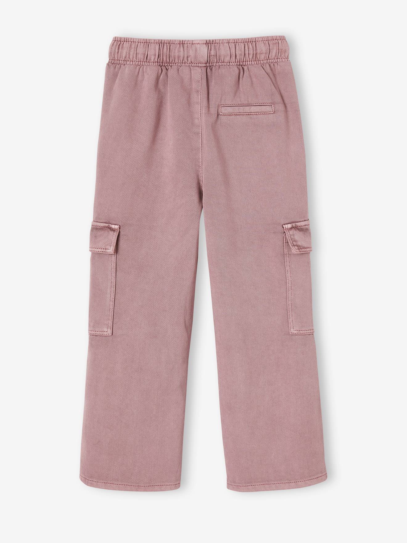 Pantalon cargo fille facile à enfiler mauve