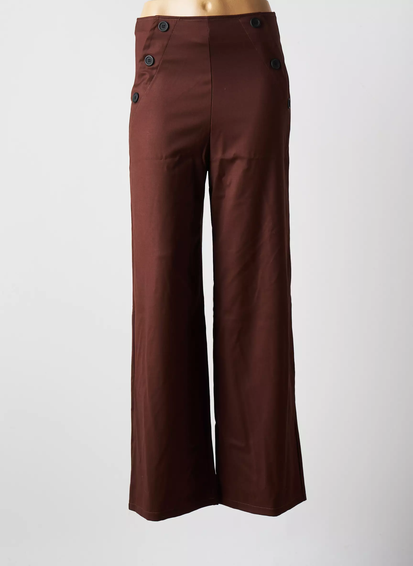 Blanc Boheme Pantalons Larges Femme couleur marron