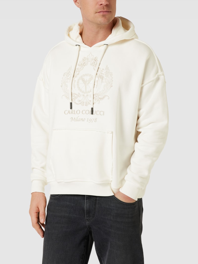 Hoodie mit Label-Stitching in offwhite