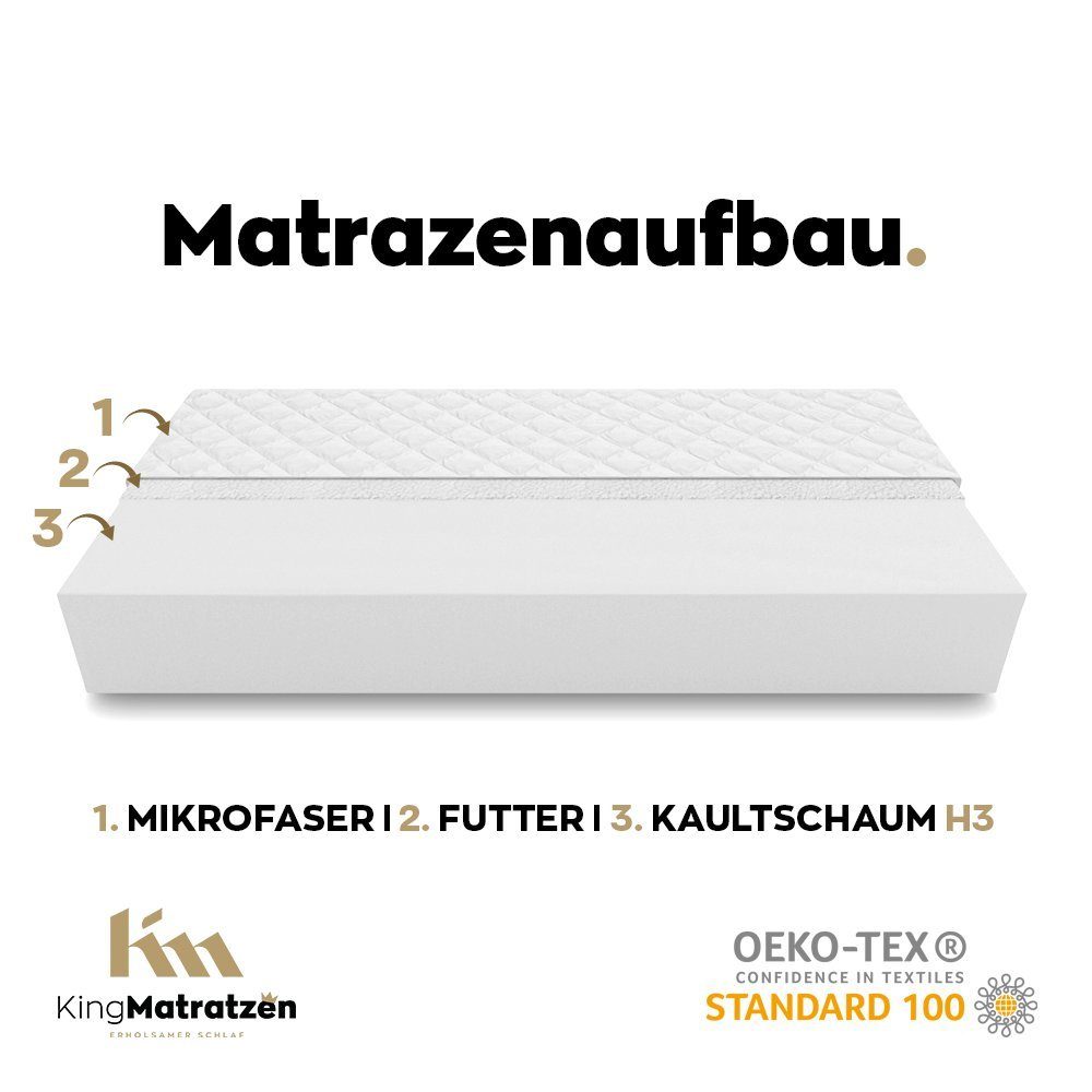Kaltschaummatratze Matratzen rollmatratze kaltschaum H3 KingKOMFORT 10cm 90 x 190 x 10 cm, KingMatratzen, 10 cm hoch