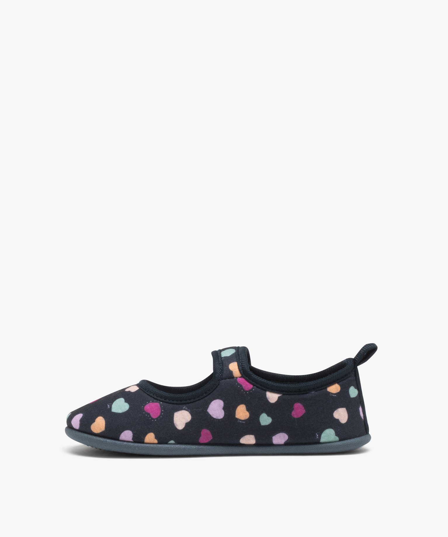 Chaussons fille ballerines à petits coeurs colorés bleu | GEMO