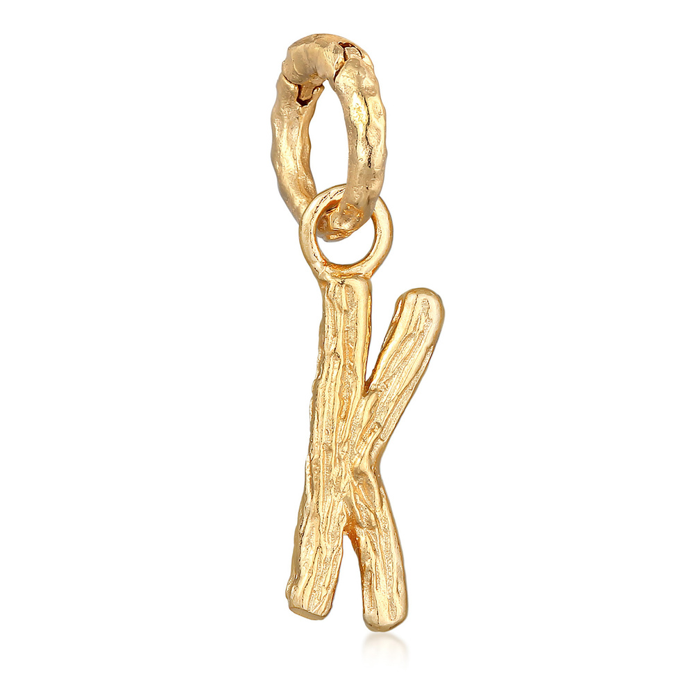 Elli Elli Pendentif Femmes Lettre K Look Organique en argent sterling 925 plaqué or Pendentif