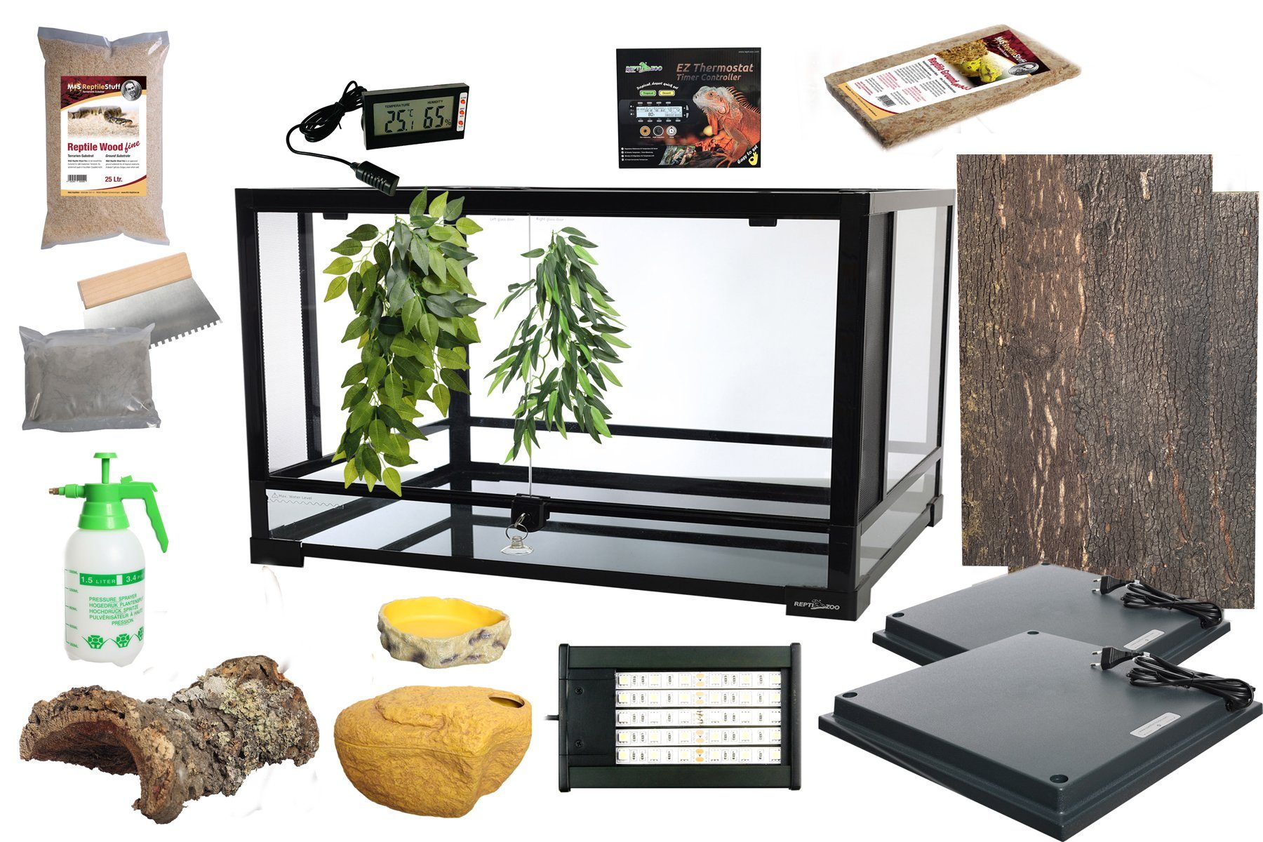 ReptiZoo Terrarium ReptiZoo Komplettset: Für Schlangen bis ca. 150cm mit 120x45x45cm Gla