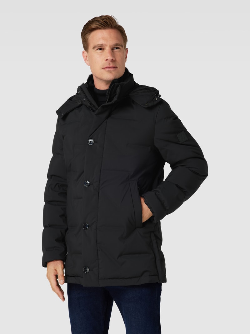 Steppjacke mit abtrennbarer Kapuze in schwarz