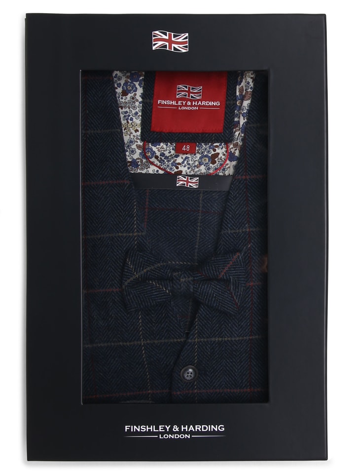 Finshley & Harding London Weste mit Fliege und Einstecktuch in marine - 0001 günstig kaufen 46