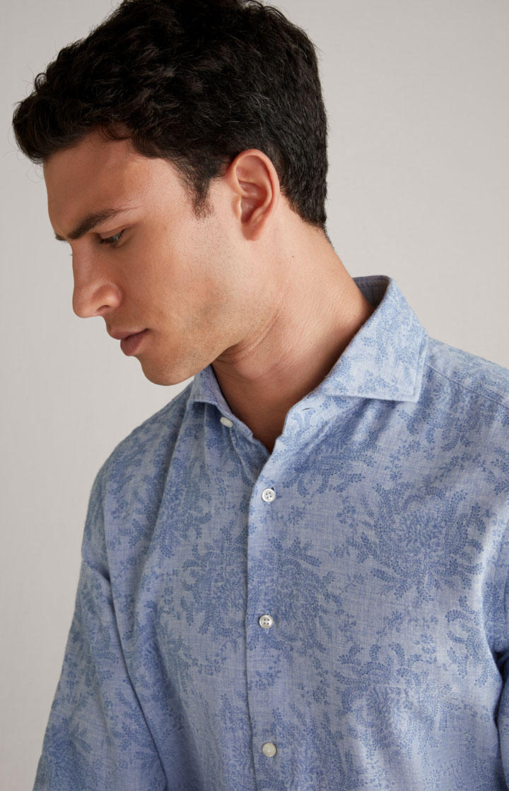 Wool-Mix-Hemd Pai in Blau gemustert