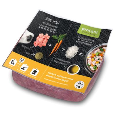 proCani Menü frisch & fertig Huhn, Karotte und Reis