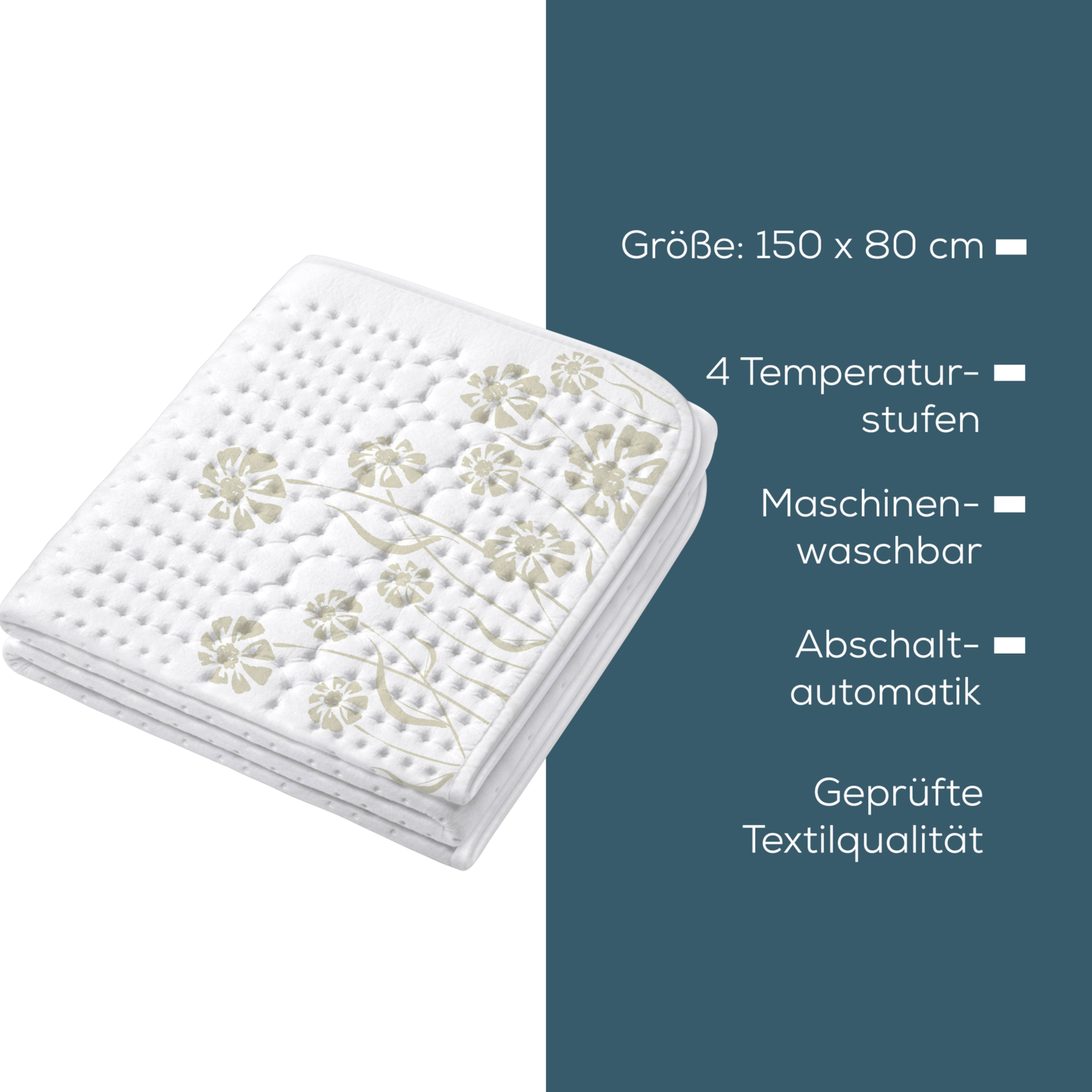 Beurer Wärmeunterbett UB 60-Motivdruck Wärmeunterbett mit 4 Temperaturstufen & Rückschaltautomatik - 150 x 80 cm