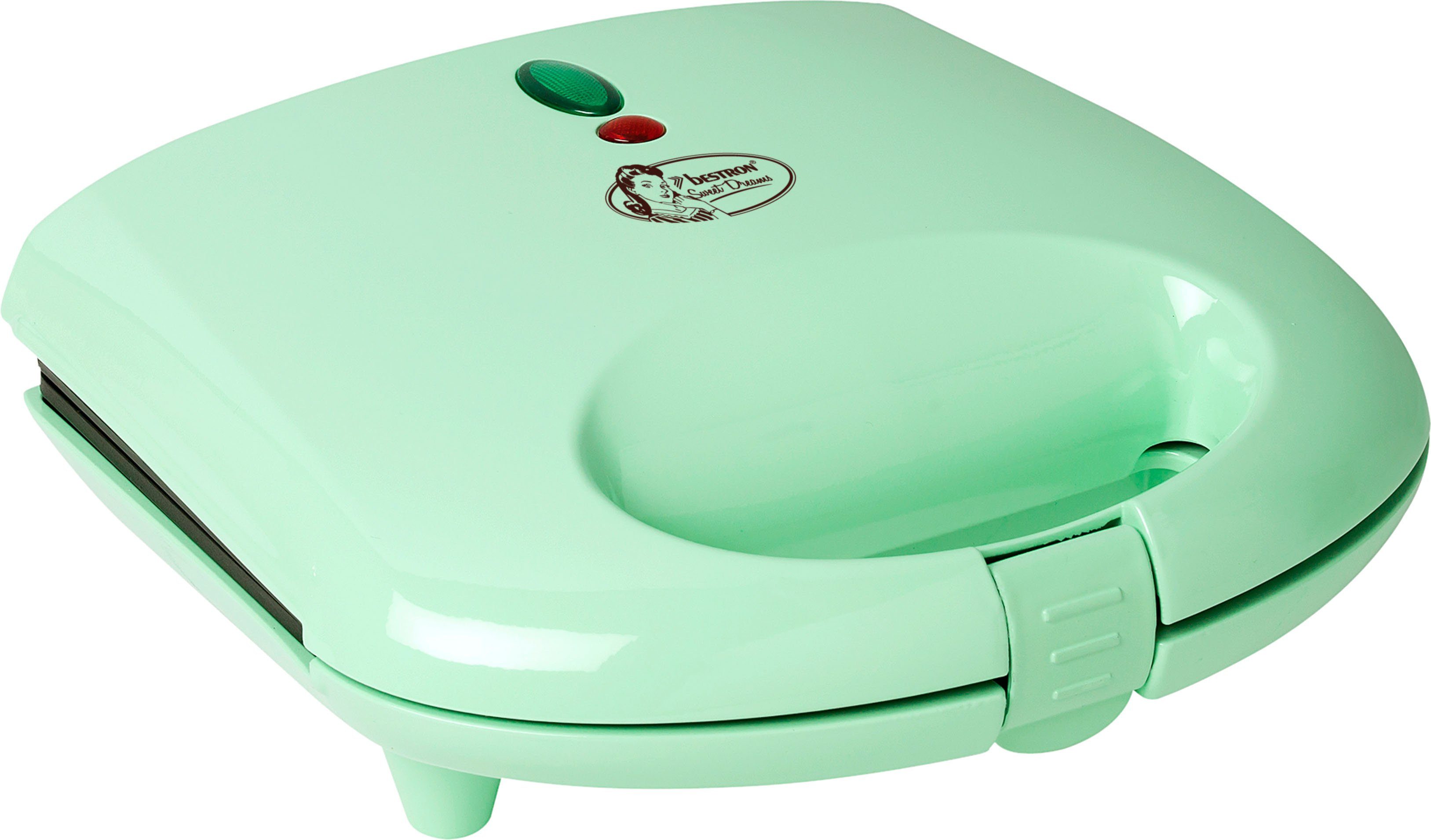 bestron Waffeleisen ASW401 Sweet Dreams, 700 W, mit Antihaftbeschichtung, Retro Design, für Belgische Waffeln