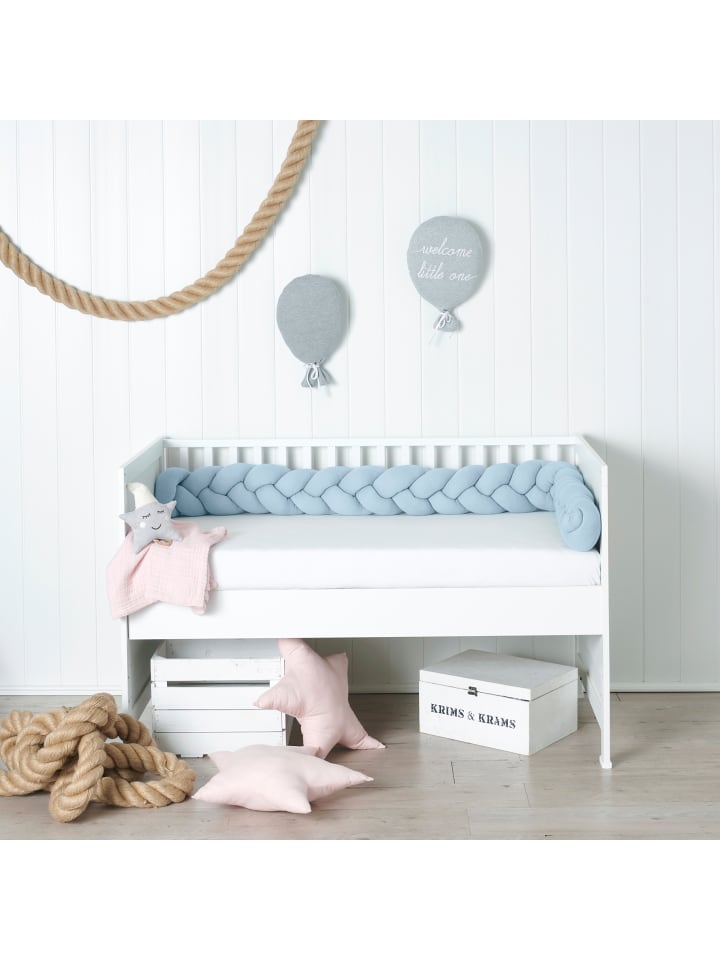 nordic coast company  Bettschlange geflochten Jersey Hellblau günstig kaufen onesize