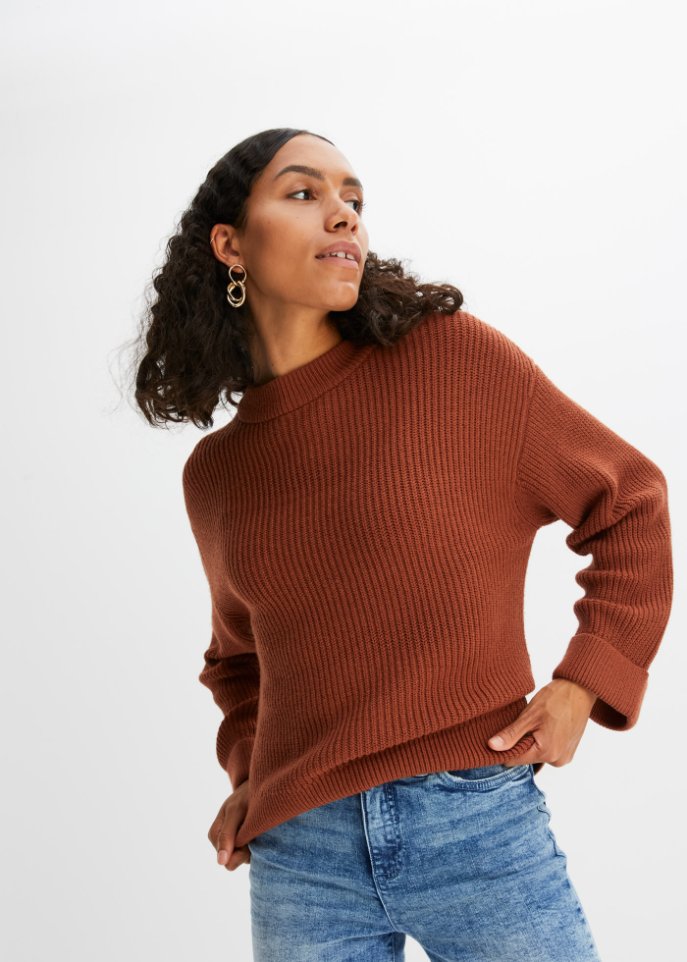 Ripppullover mit weitem Ärmel