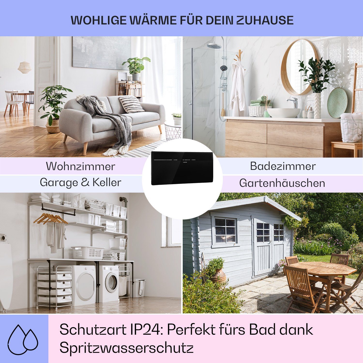 Klarstein Heizstrahler Hot Spot Slimcurve, 2000 W, Konvektorheizung elektrisch Elektrokoheizung energiesparend Heizkörper