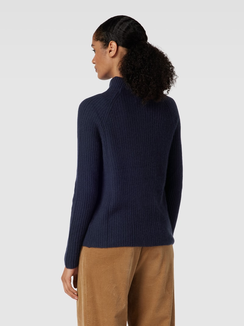 Rollkragenpullover aus Kaschmir mit Rippenstruktur in marineblau