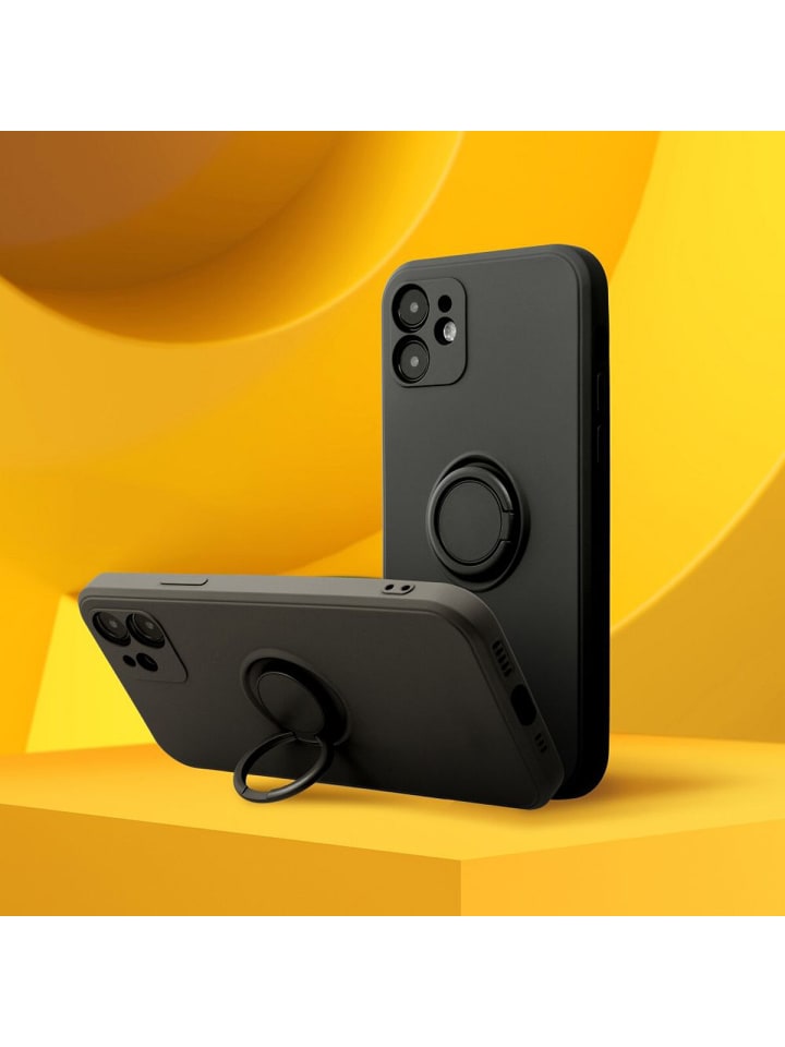 COFI 1453 Silikon Ring Handyhülle Schutzhülle für Smartphone Bumper in Schwarz günstig kaufen S