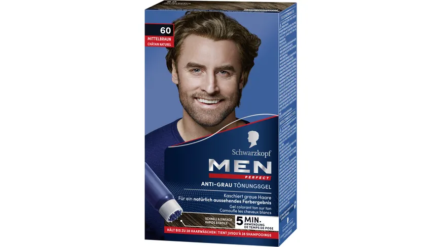 Schwarzkopf MEN PERFECT Anti-Grau Tönungs-Gel 60 - mittelbraun
