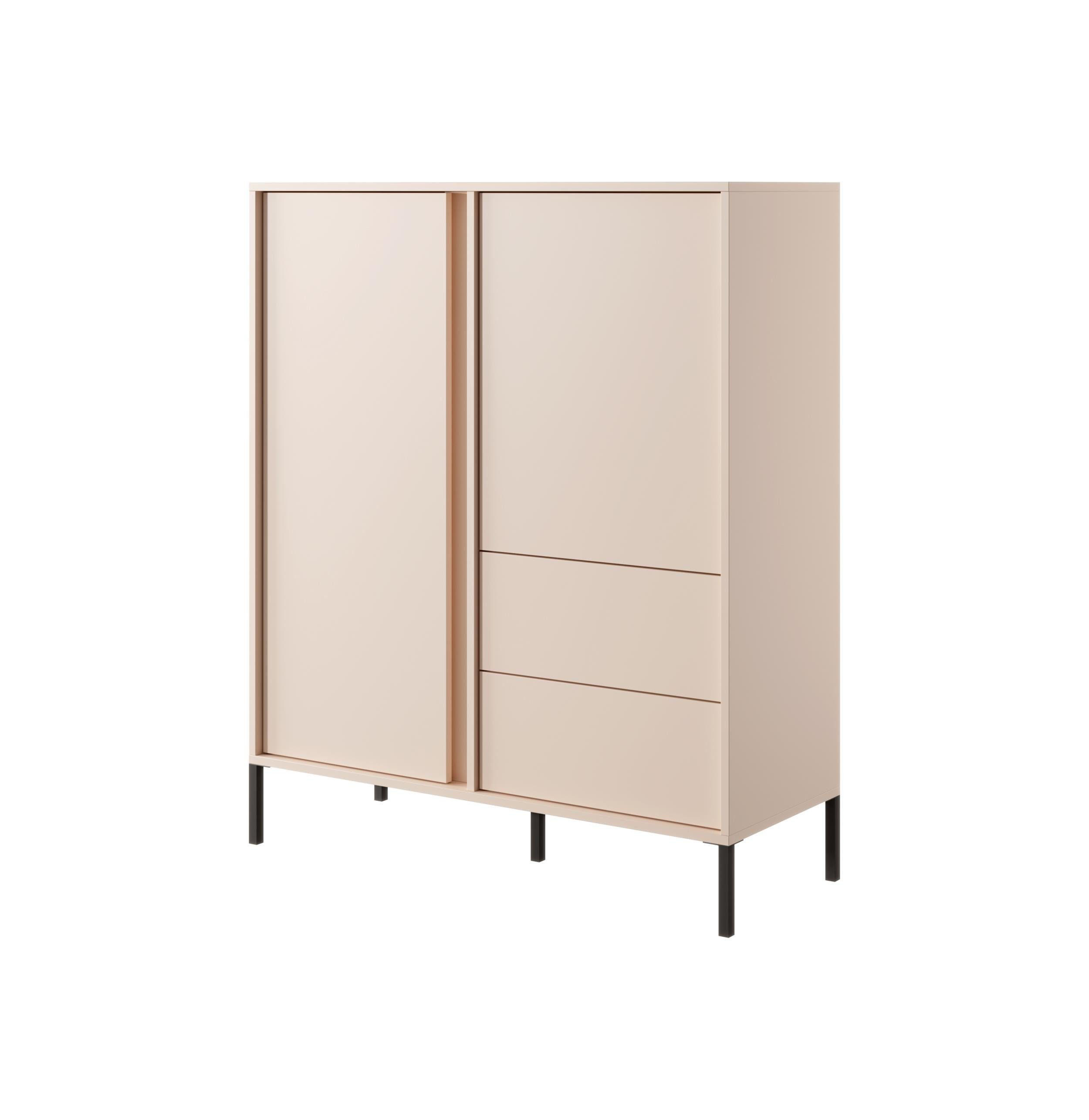 Furnix Wohnwand 3-tlg. Mediawand DASTI 2 Highboard, TV-Schrank, Kommode Beige, Komplett-Set, B359,7 x H123,4 x T39,5 cm