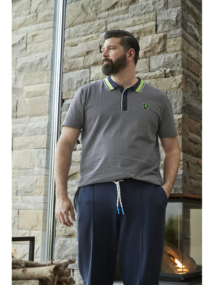Charles Colby Poloshirt EARL CARNEY in dunkelblau gemustert günstig kaufen