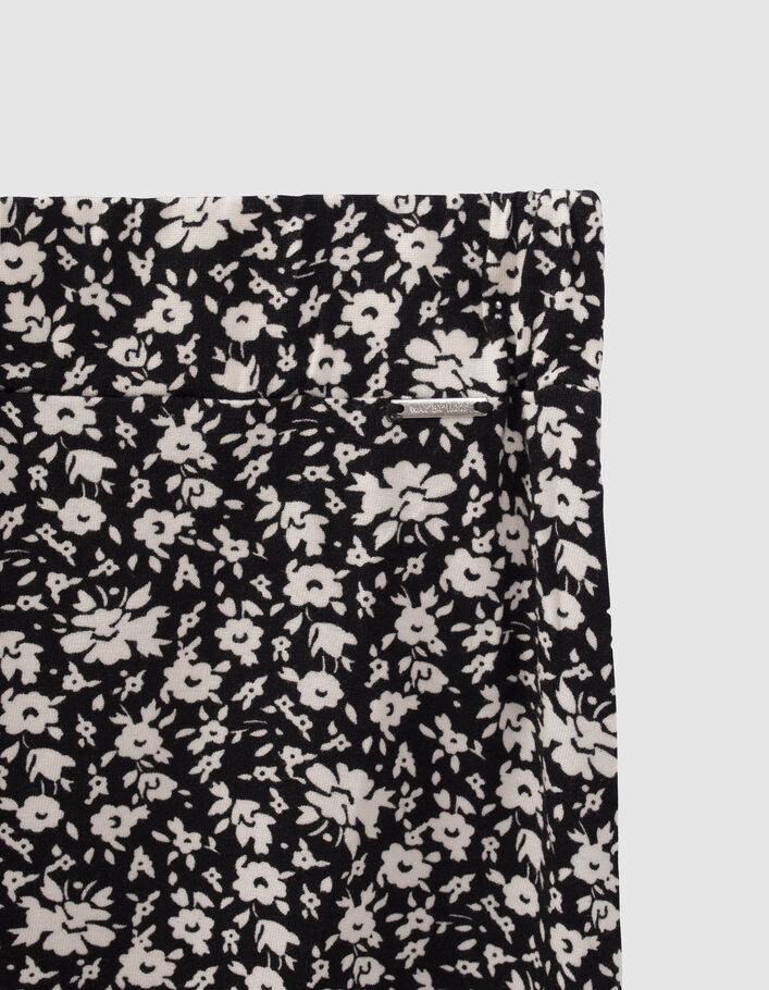 Jupe-short noire imprimé floral fille
