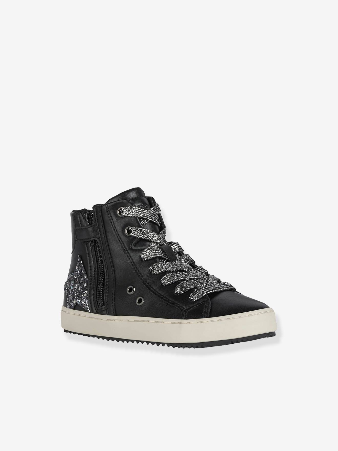 Baskets cuir Mid fille Kalispera GEOX® noir