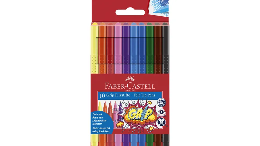 FABER-CASTELL Fasermaler Grip Colour Marker 10er-Etui