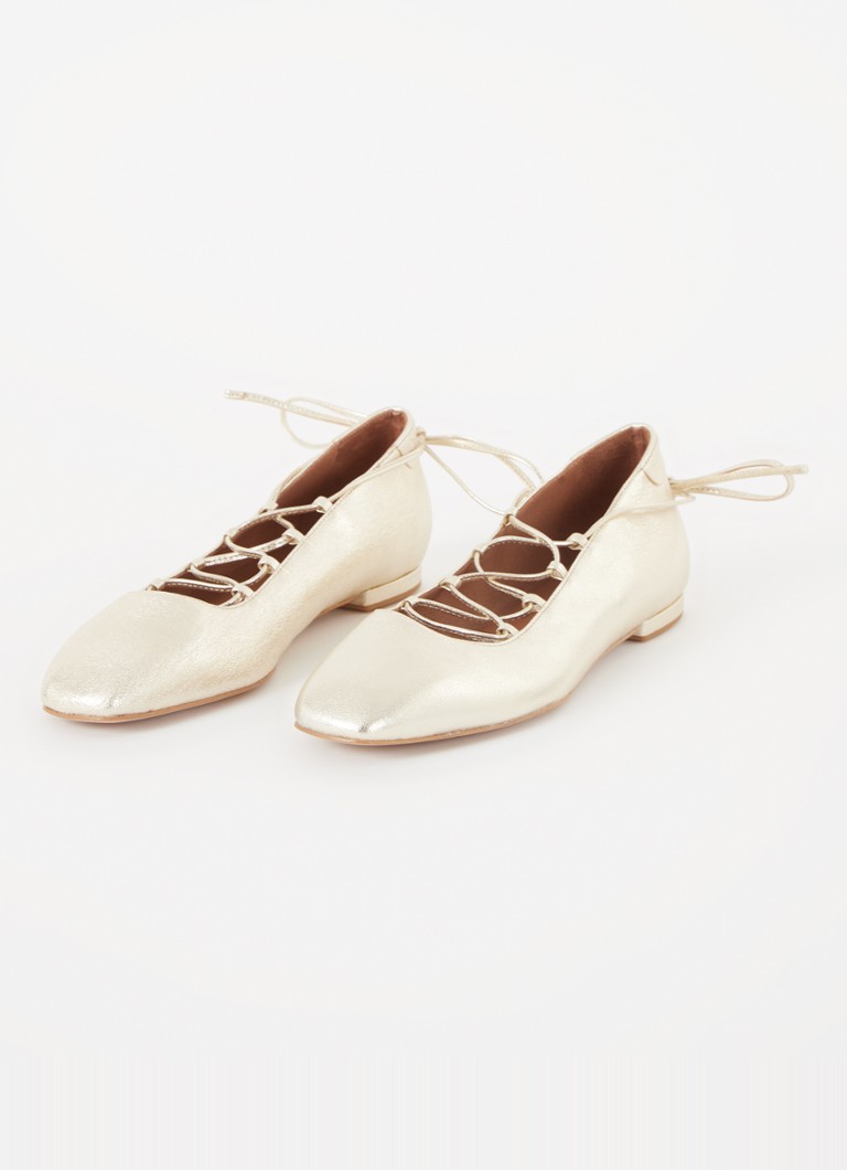 Claudie Pierlot Ballerina van geitenleer met metālisku apdari