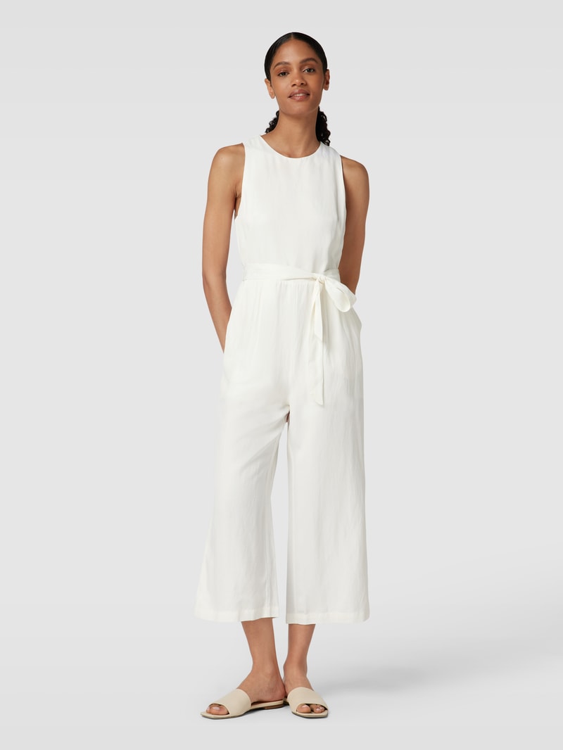 Jumpsuit aus Viskose-Mix mit Leinen-Anteil in weiß