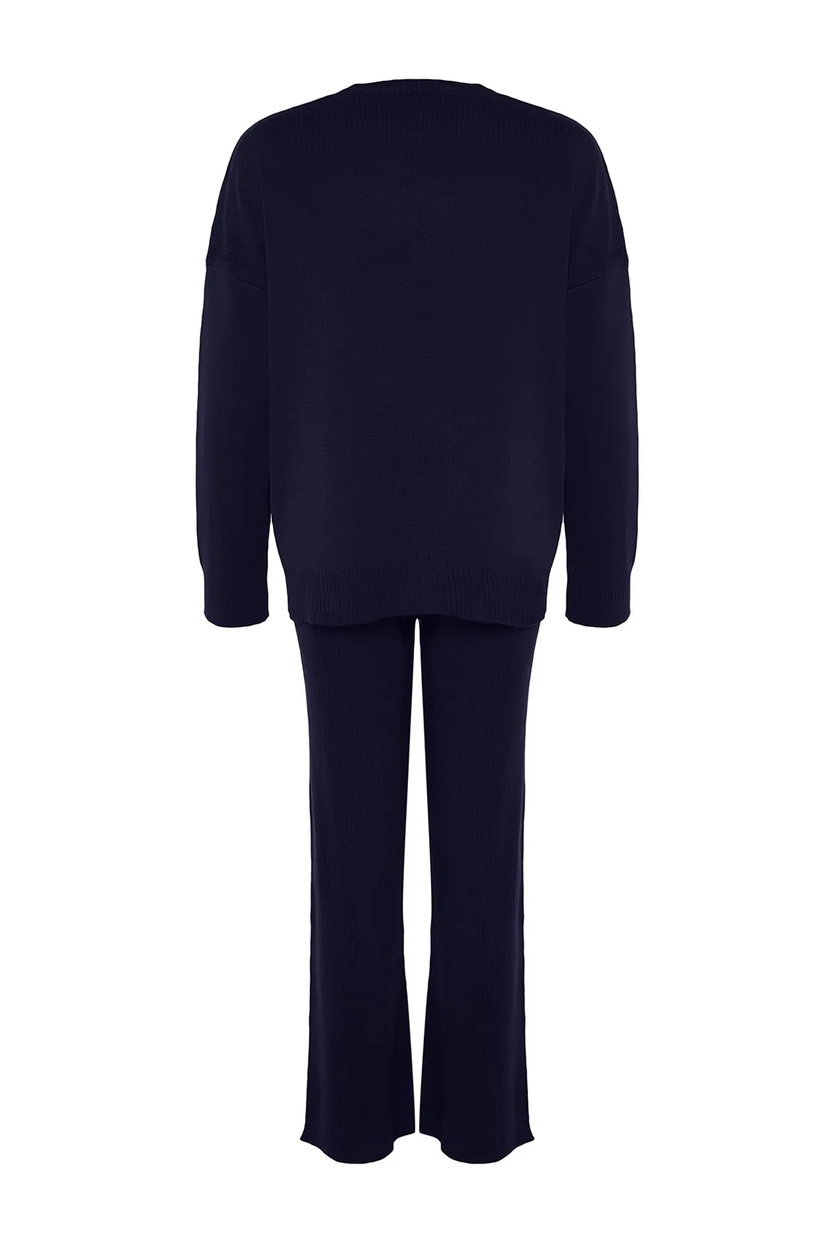 Trendyol Collection  Marineblaue, weite Passform, Basic-Hose, Strickoberteil und -unterteil-Set TWOAW22AU0040