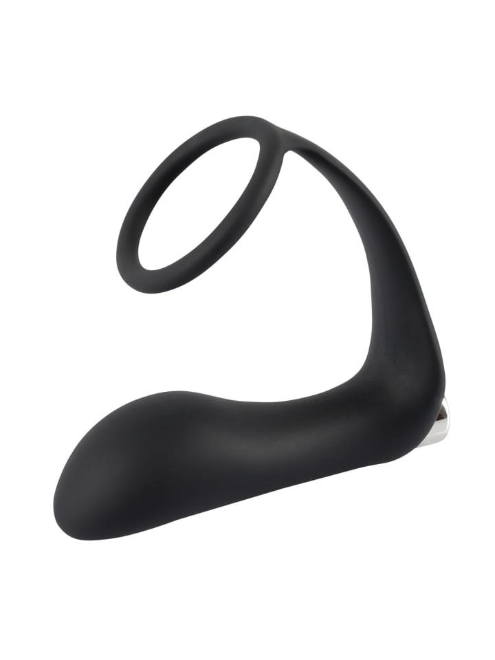 Black Velvets Analplug mit Penisring Vibrating Ring & Plug in schwarz günstig kaufen 10,8 cm