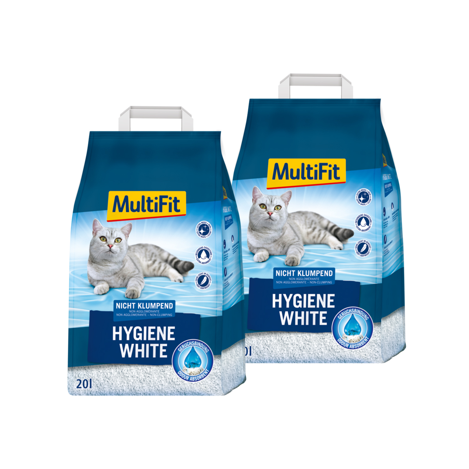 MultiFit Katzenstreu MultiFit Hygiene White 2x20 l