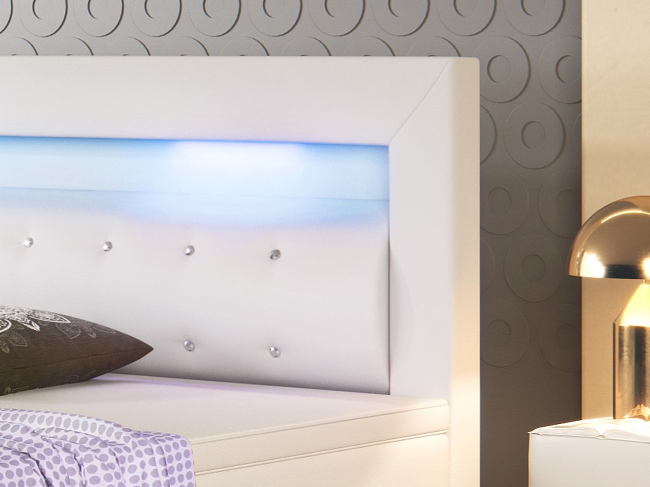 IHG Boxspringbett Monaco 180x200 cm Kunstleder Weiss