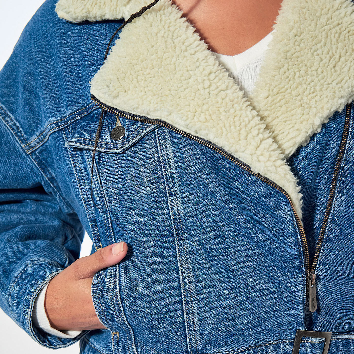 EMA    Veste en jean et sherpa Femme en 100% coton