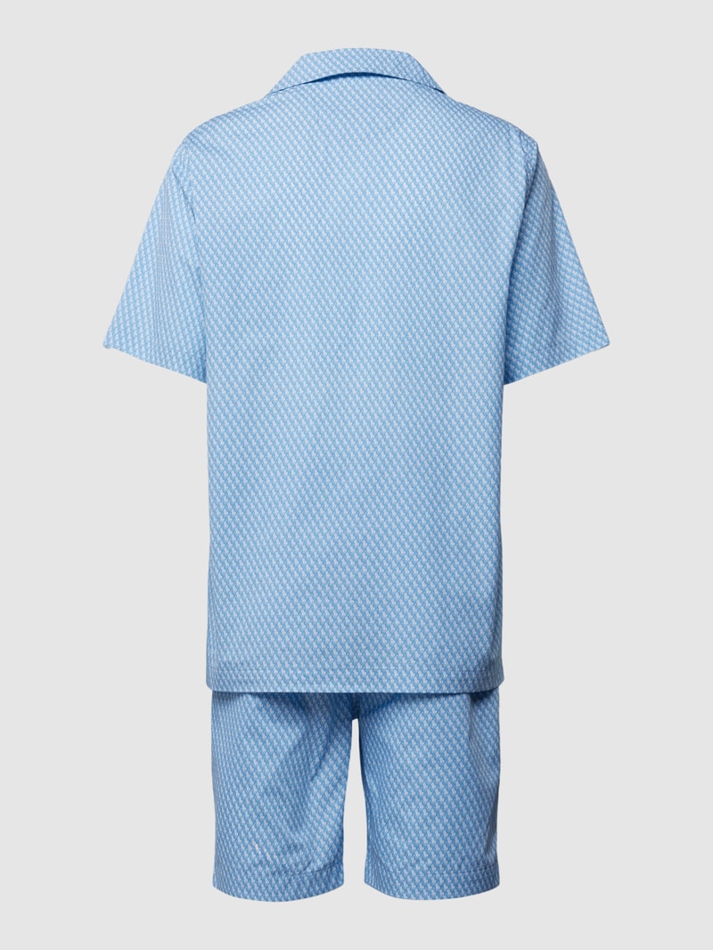 Pyjama mit Kontrastpaspeln Modell 'WOVEN' in hellblau