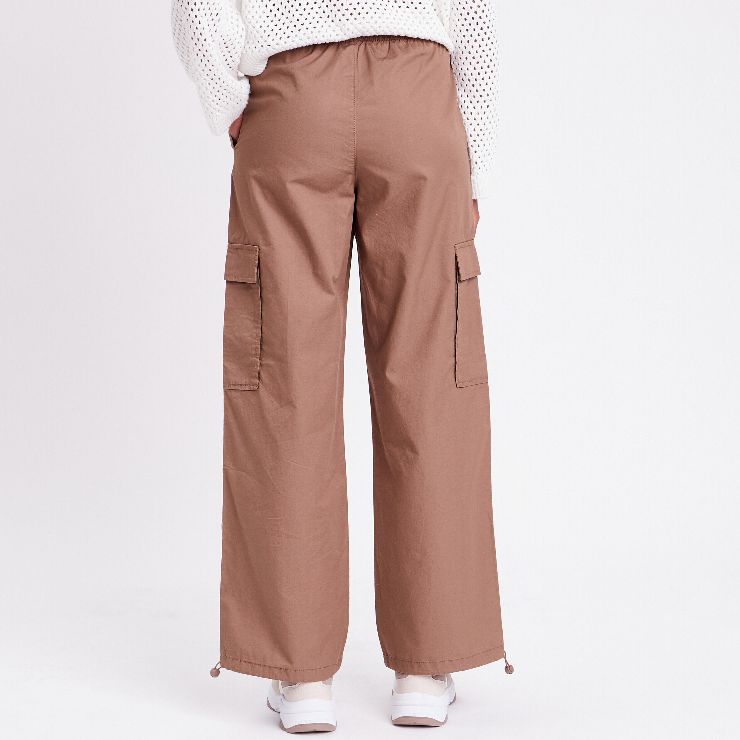 Pantalon parachute large taupe femme | Cache Cache