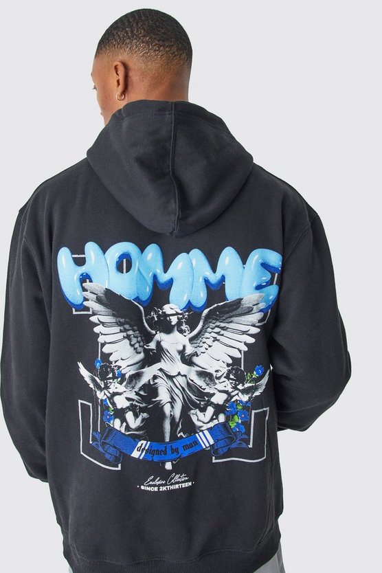 Oversize Hoodie mit Homme Angel Print