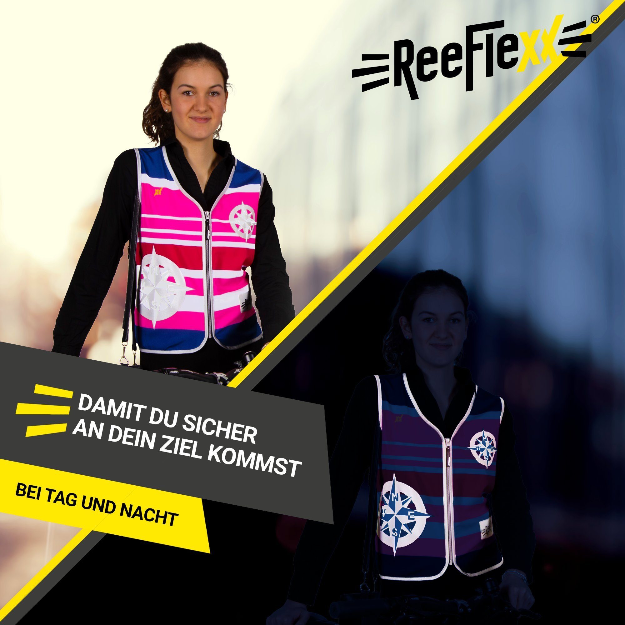 ReeFlexx Warnweste Pink Nautic Compass - Damenwarnweste