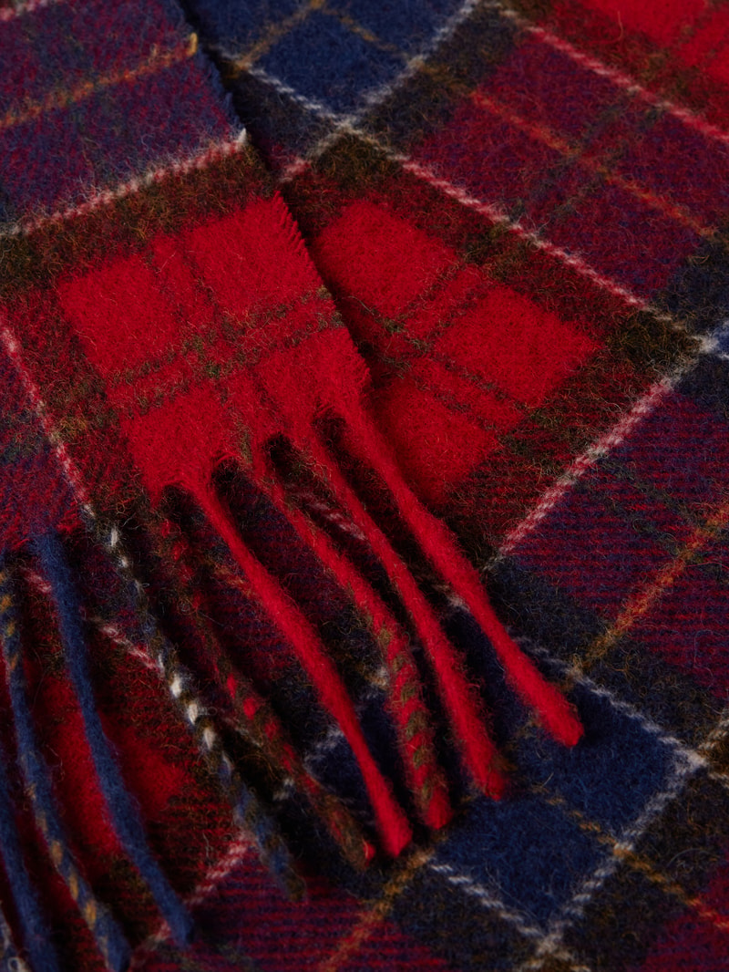 Schal aus Lanawolle mit Tartan-Muster in rot
