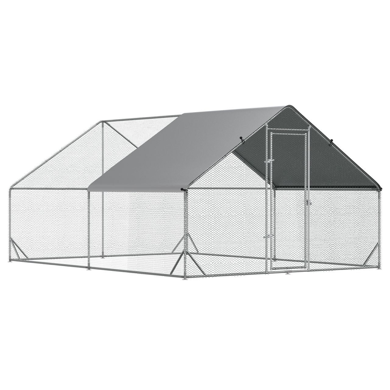 PawHut Hühnerstall Freilaufgehege XXL mit Schatten Dach Stahl 3 x 4 x 2 m