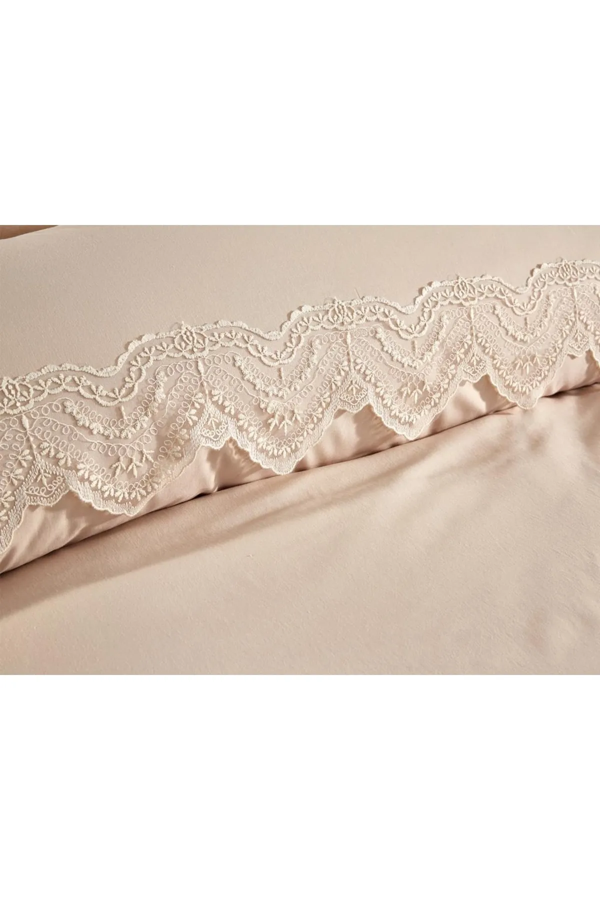 Çeyiz Diyarı  Hanzade Mitgift-Bettbezug-Set aus französischer Spitze, Cappucino