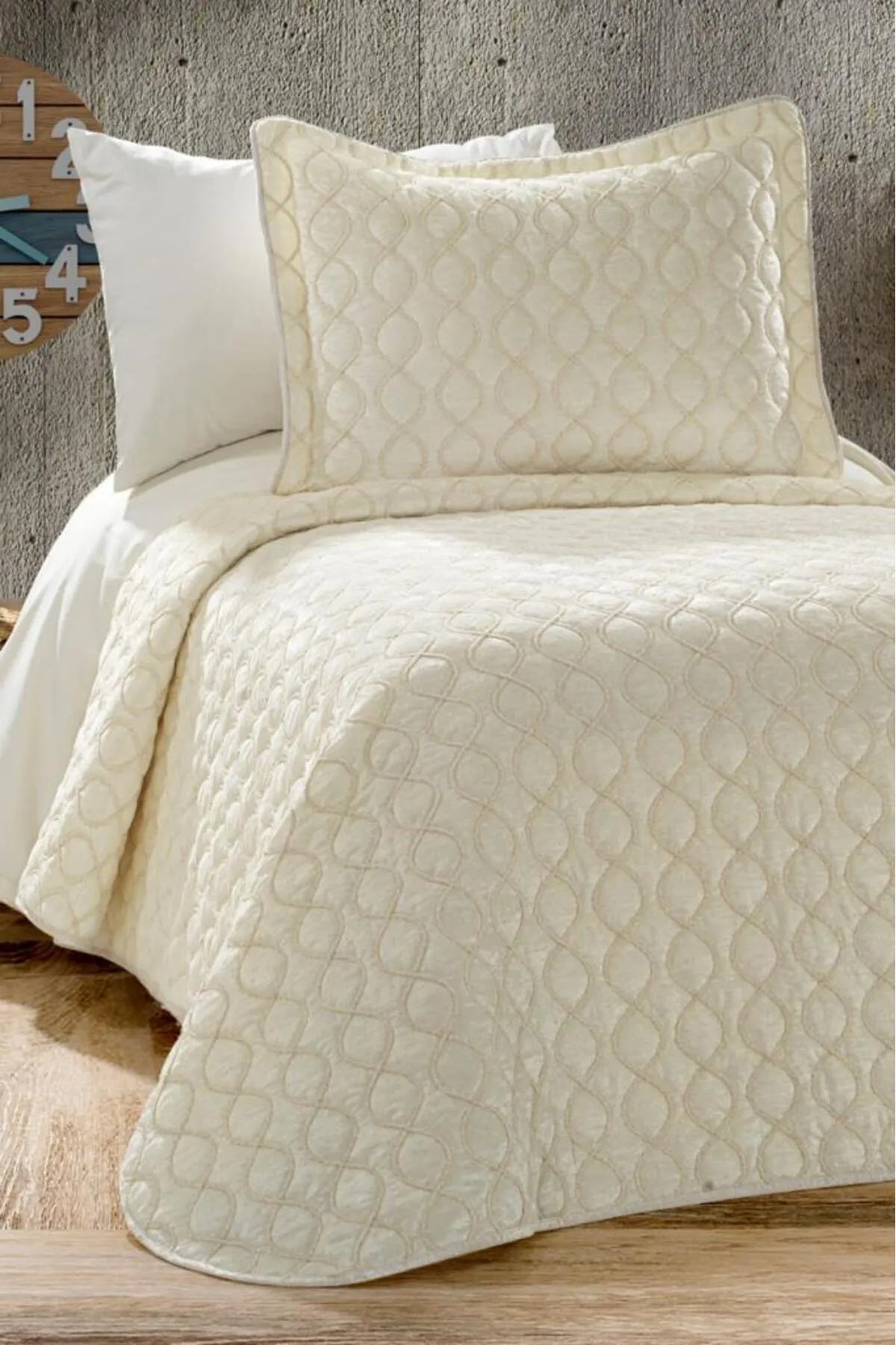 Çeyiz Diyarı  Tagesdecke für Einzelbett, Creme, Creme
