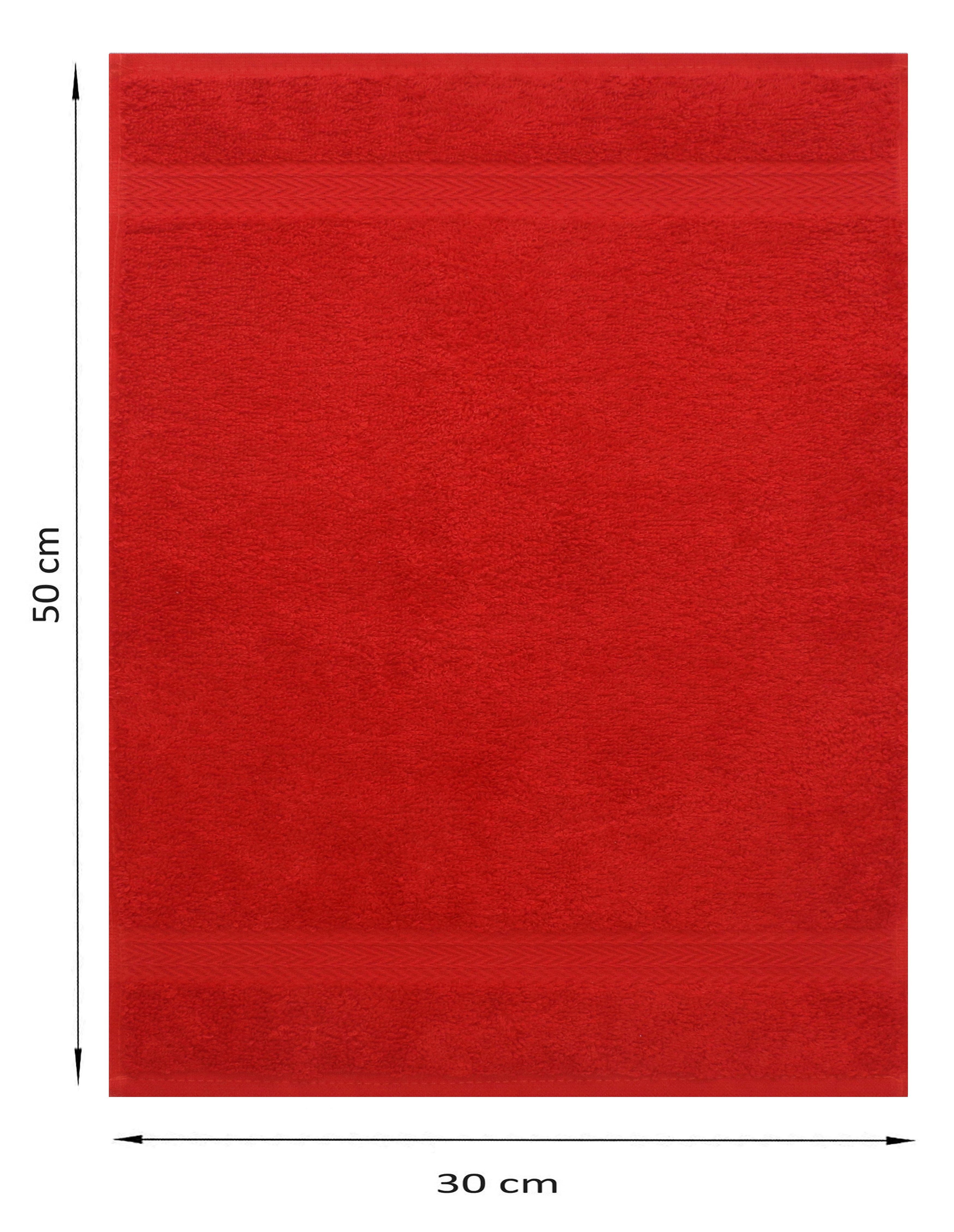 Betz Gästehandtücher 10 Stück Gästehandtücher Premium 100% Baumwolle Gästetuch-Set 30x50 cm Farbe rot und schwarz, 100% Baumwolle