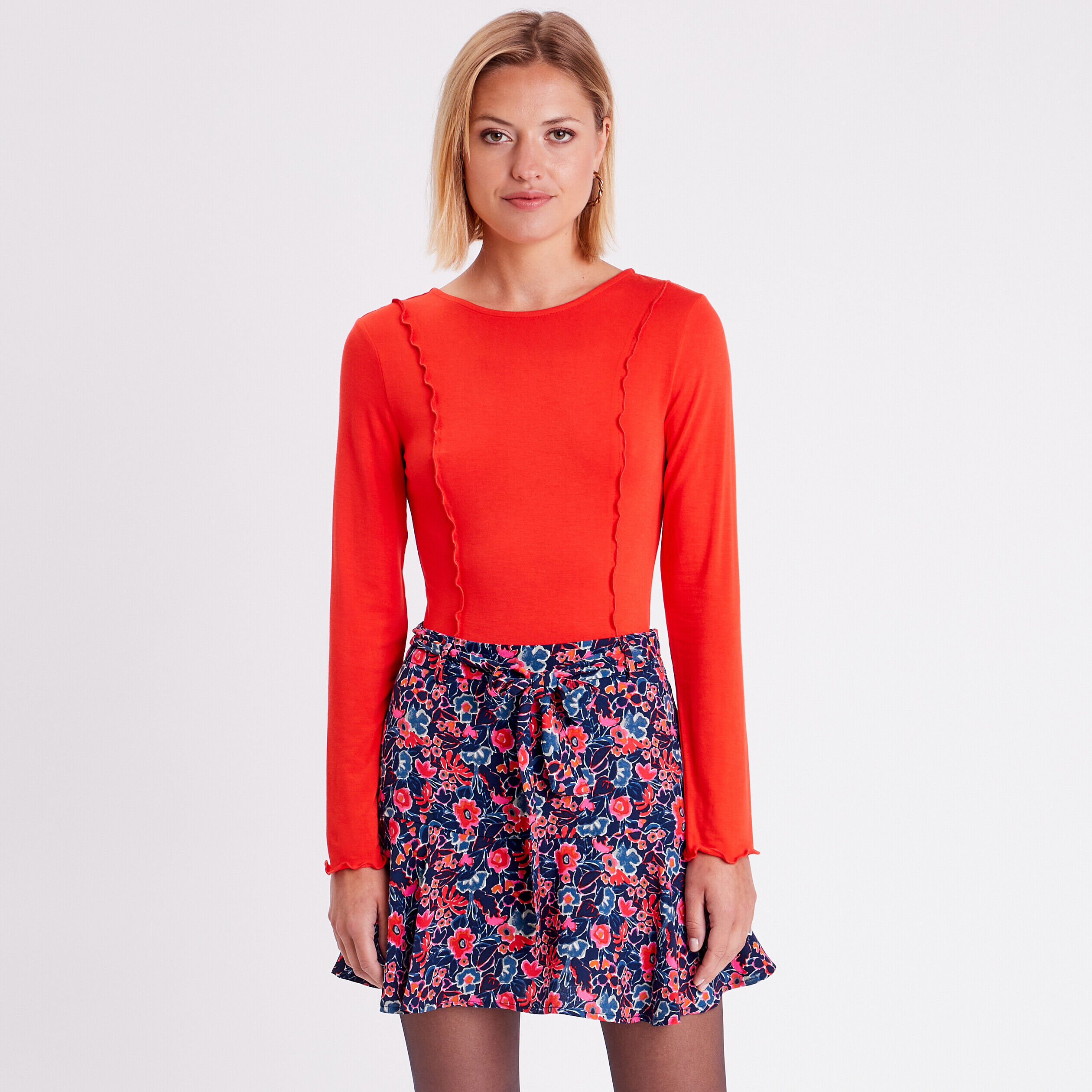 T-shirt manches longues rouge femme | Cache Cache