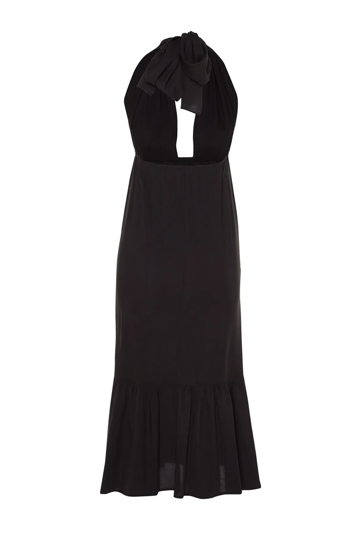 Trendyol Collection  Schwarzes Midi-Strandkleid aus gewebtem Kreuzband TBESS23EL00087