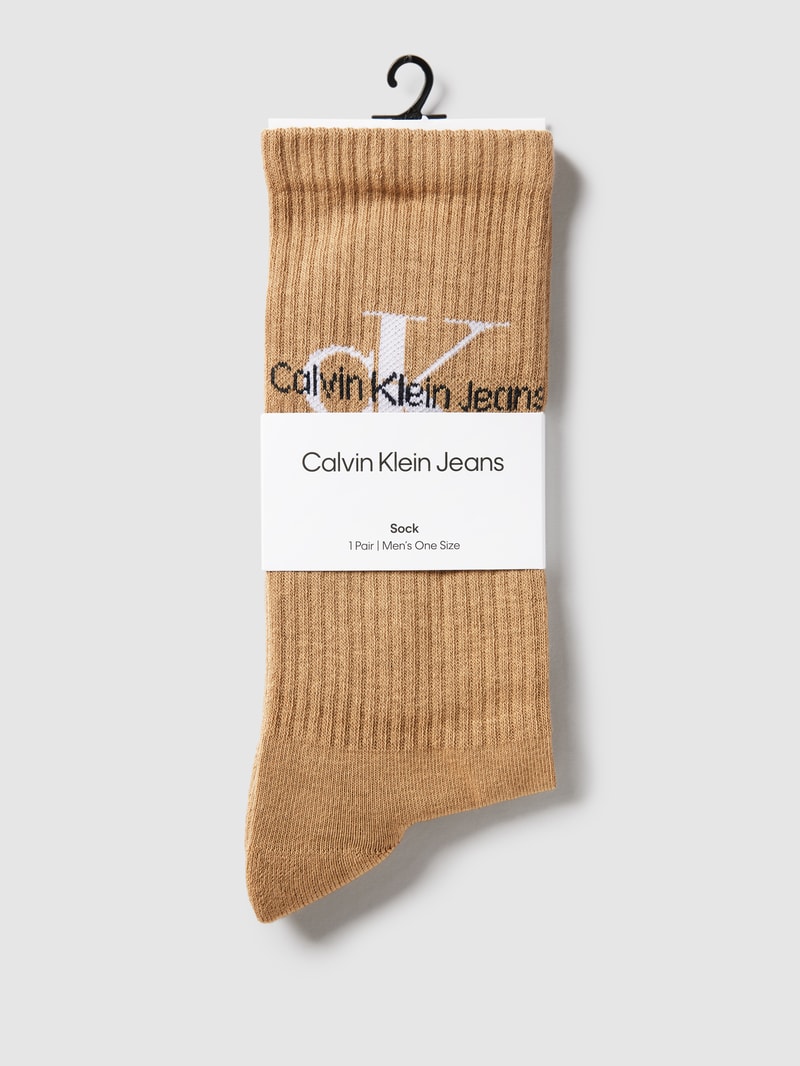 Socken mit Label-Print Modell 'SOCK' in camel