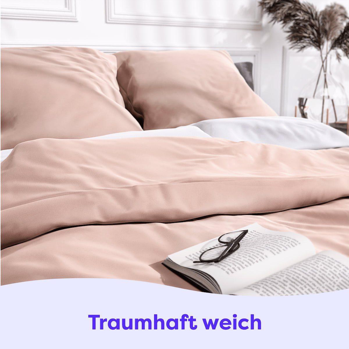 Bettwäsche Mako-Satin Baumwolle - Traumhaft weiches Schlafgefühl, Wolkenfeld, 2 teilig, 135x200 cm, 155x220 & Übergrößen I inkl. Kissenbezüge 80x80