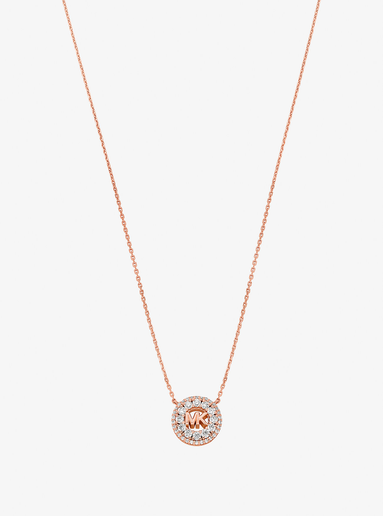 Fulton edelmetallbelagt pavé-logo-anhengskjede - roségull