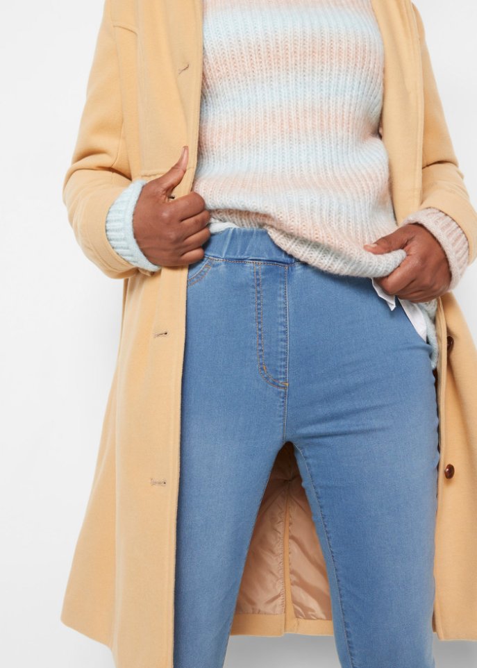 High Waist Jeggings aus leichter, elastischer Thermoqualität mit Bequembund