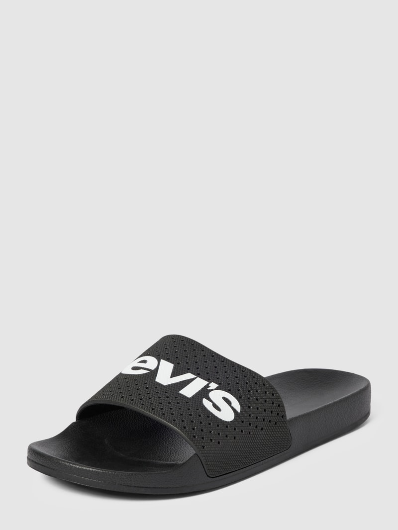 Slides mit Label-Print Modell 'JUNE' in schwarz