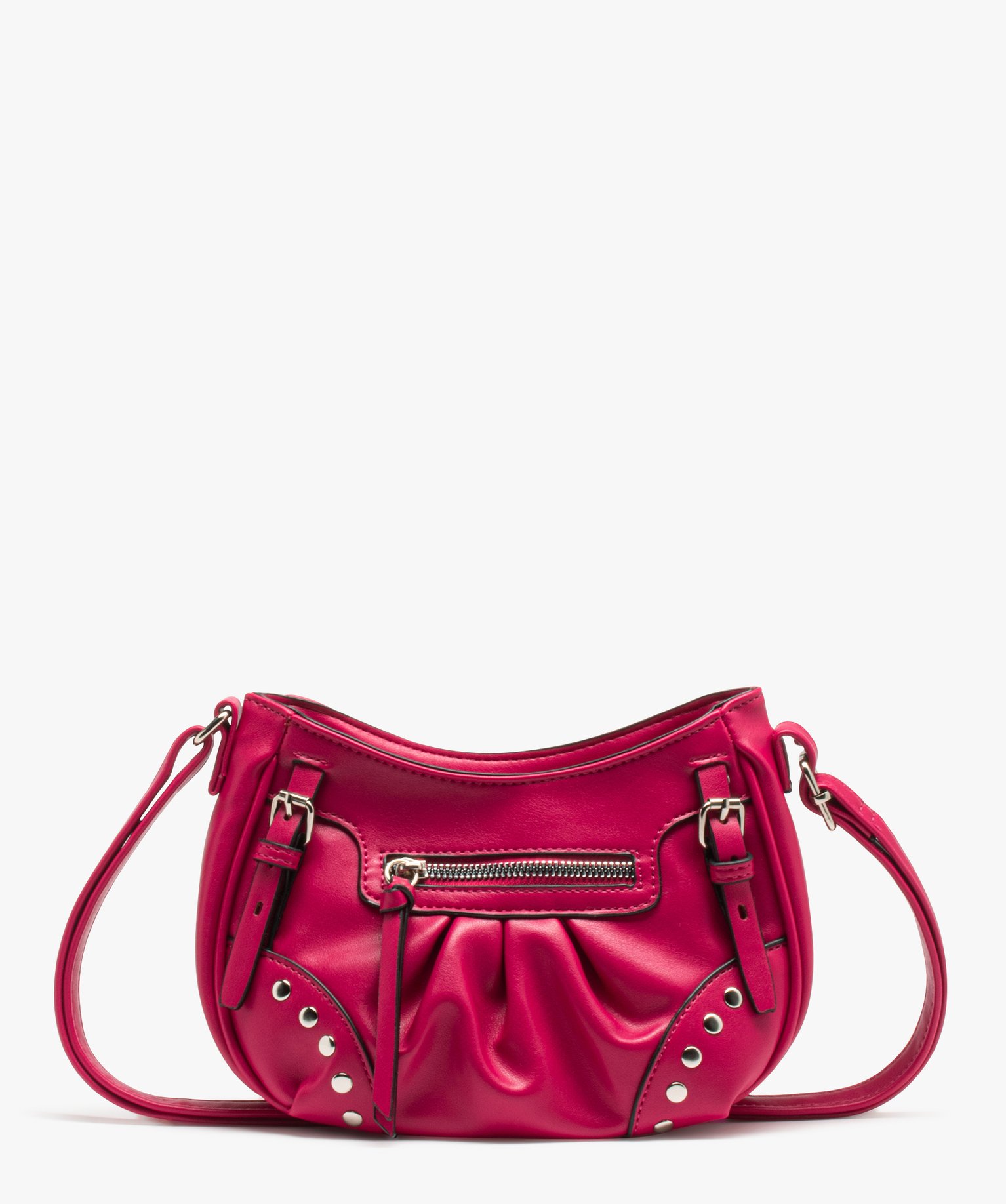 Sac besace compact souple look rock femme rose | GEMO